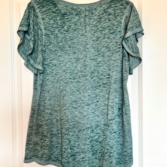 Heathered Aqua Tee with Flowy Sleeves - Picture 4 of 5